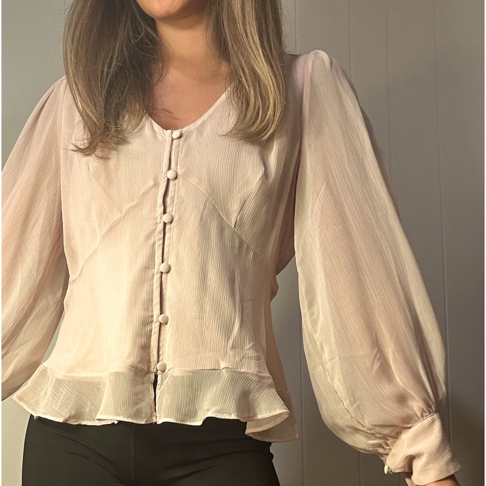 Nine West | S | blush pink long sleeve blouse with buttons